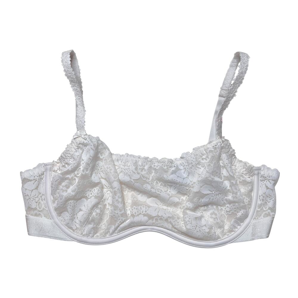 Victoria's Secret PINK Wink Unlined Scoop Bra Lace Coconut White Size XL